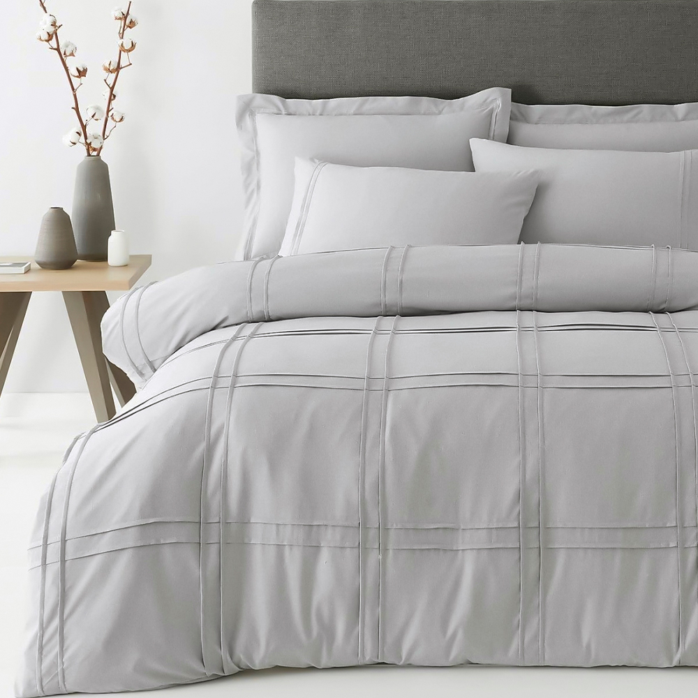 Savaya Grid Pleated Pintuck Modern Duvet Cover Quilt Cover Set Bedding Set