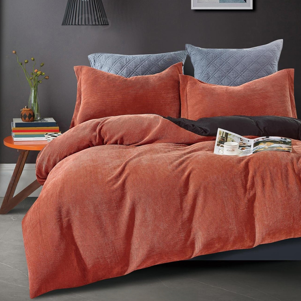  Amaris Ribbed Corduroy Duvet Cover Quilt Cover Set Bedding Set