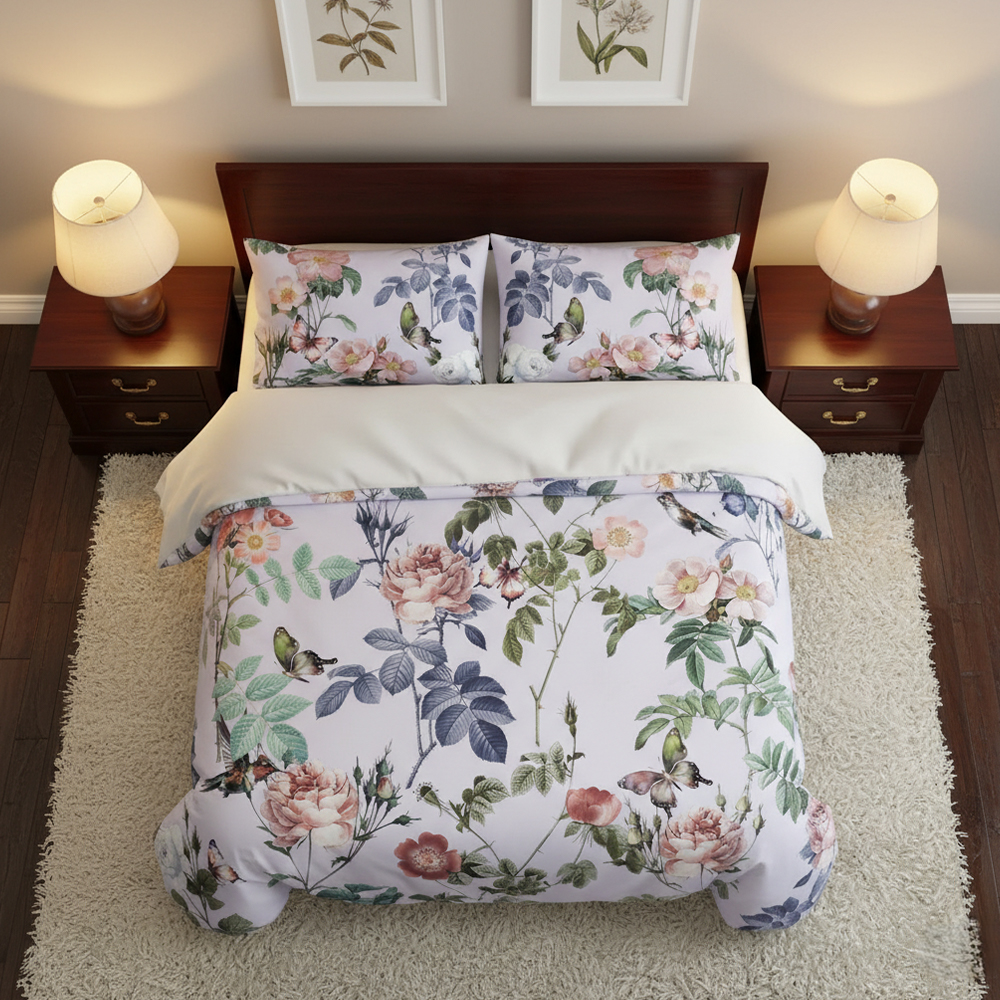Cathy Vintage Floral & Bird Print Modern  Duvet Cover Quilt Cover Set Bedding Set 
