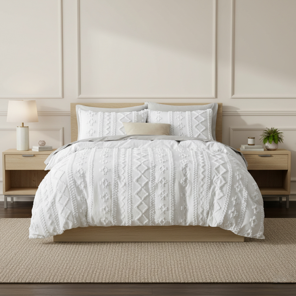 Milano Tufted Leopard Chenille Embroidery Comforter Set Bedding Set