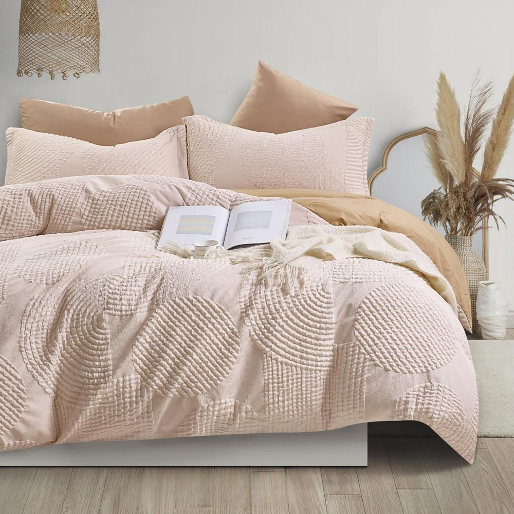Halston Textured Geometric Embossed Duvet Cover Quilt Cover Set Bedding Set