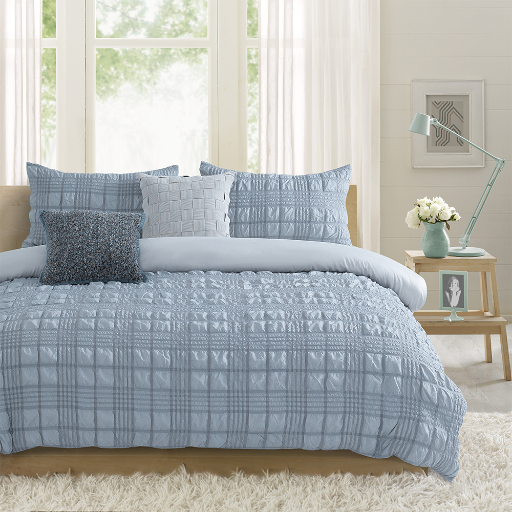 Nina Textured Geometric Arc Embossed Crinkle Duvet Cover Quilt Cover Set Bedding Set