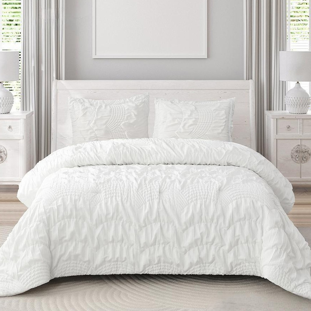 Armando Textured Geometric Ruched  Duvet Cover Quilt Cover Set Bedding Set
