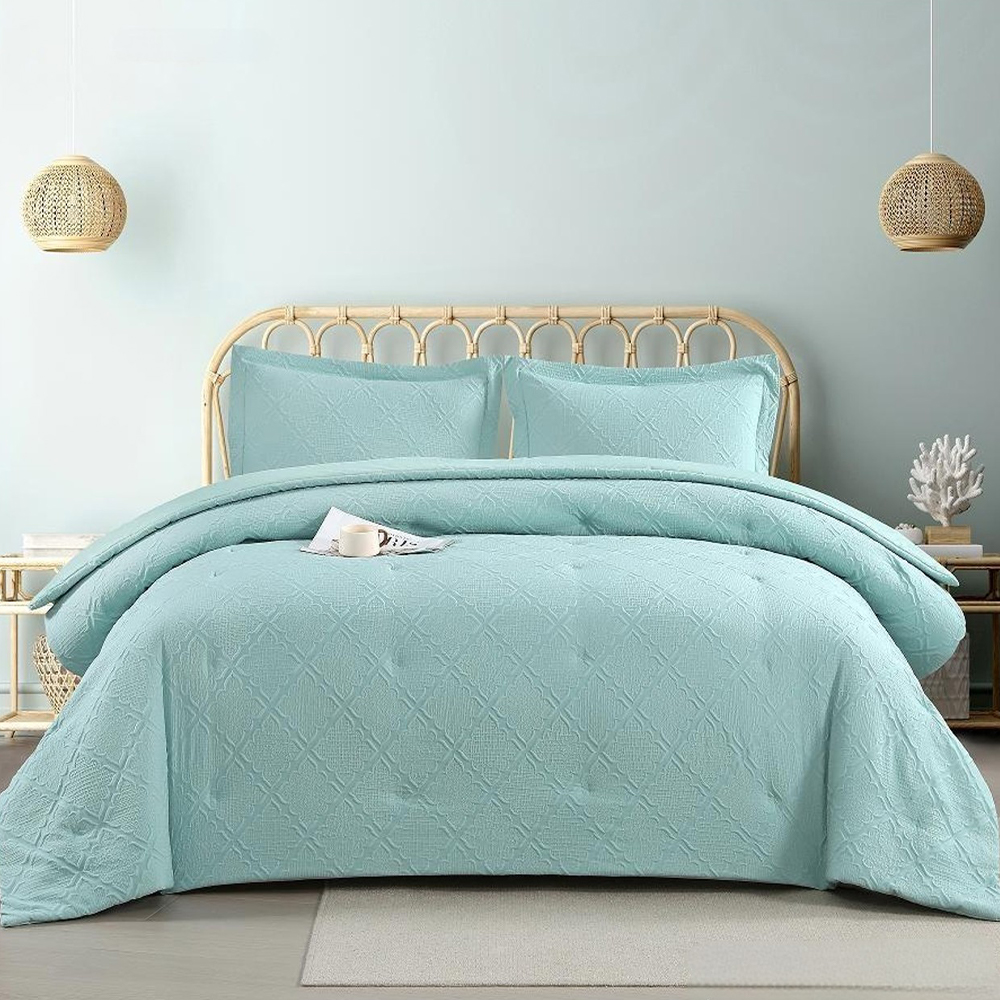 Lusso Textured Geometric Diamond Embossed Duvet Cover Quilt Cover Set Bedding Set