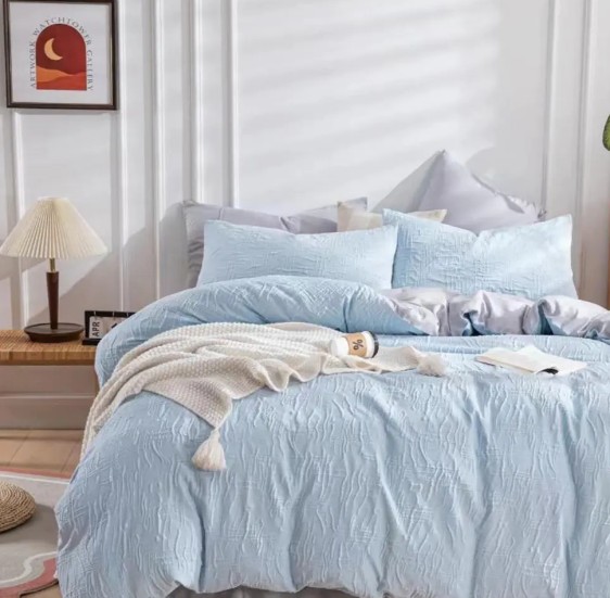 Which bedroom style is best suited for a Nadine textured solid color modern style duvet cover set?