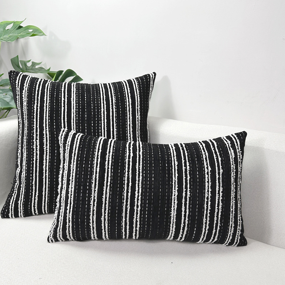 Striped chenille textured cushion deco pillow