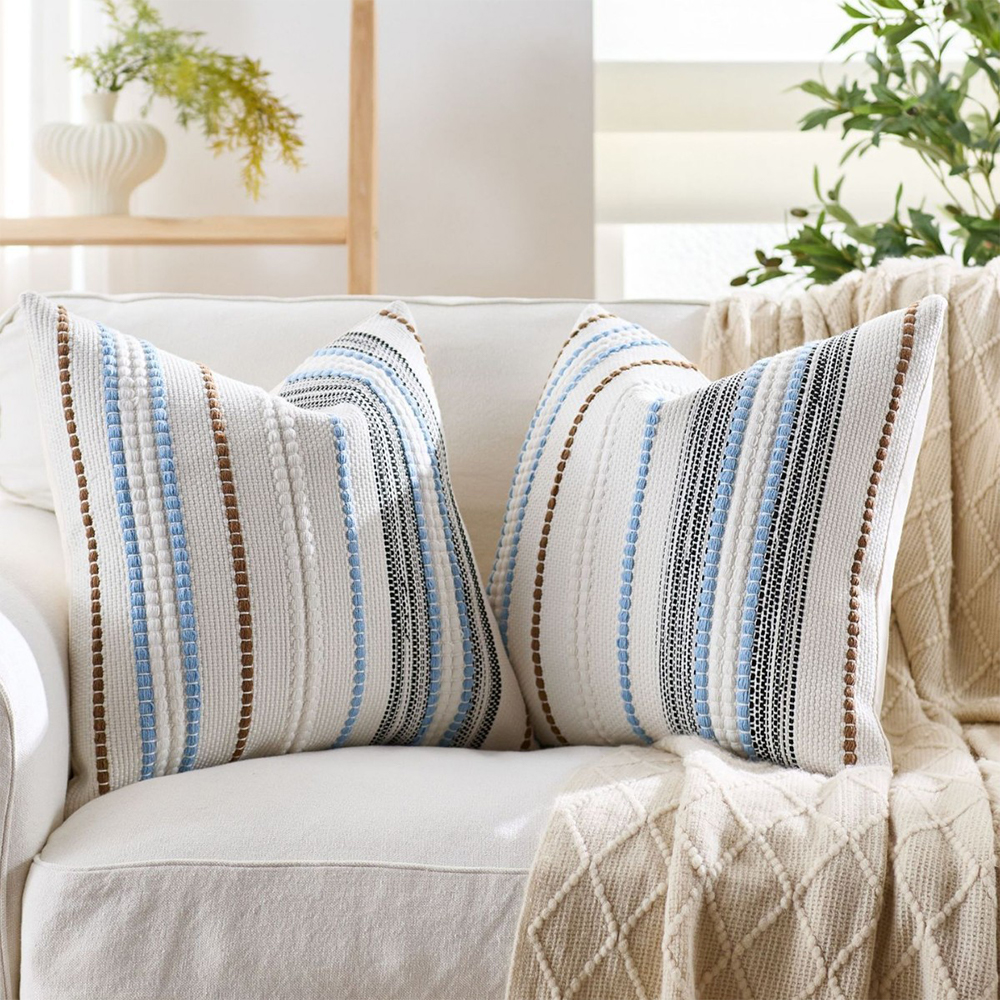 Striped chenille cushion deco pillow