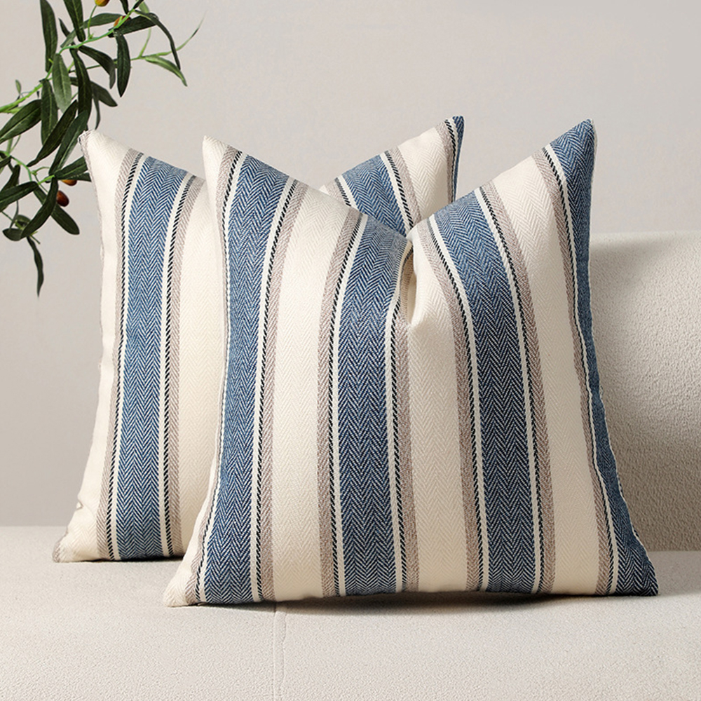 Striped poly linen cushion deco pillow