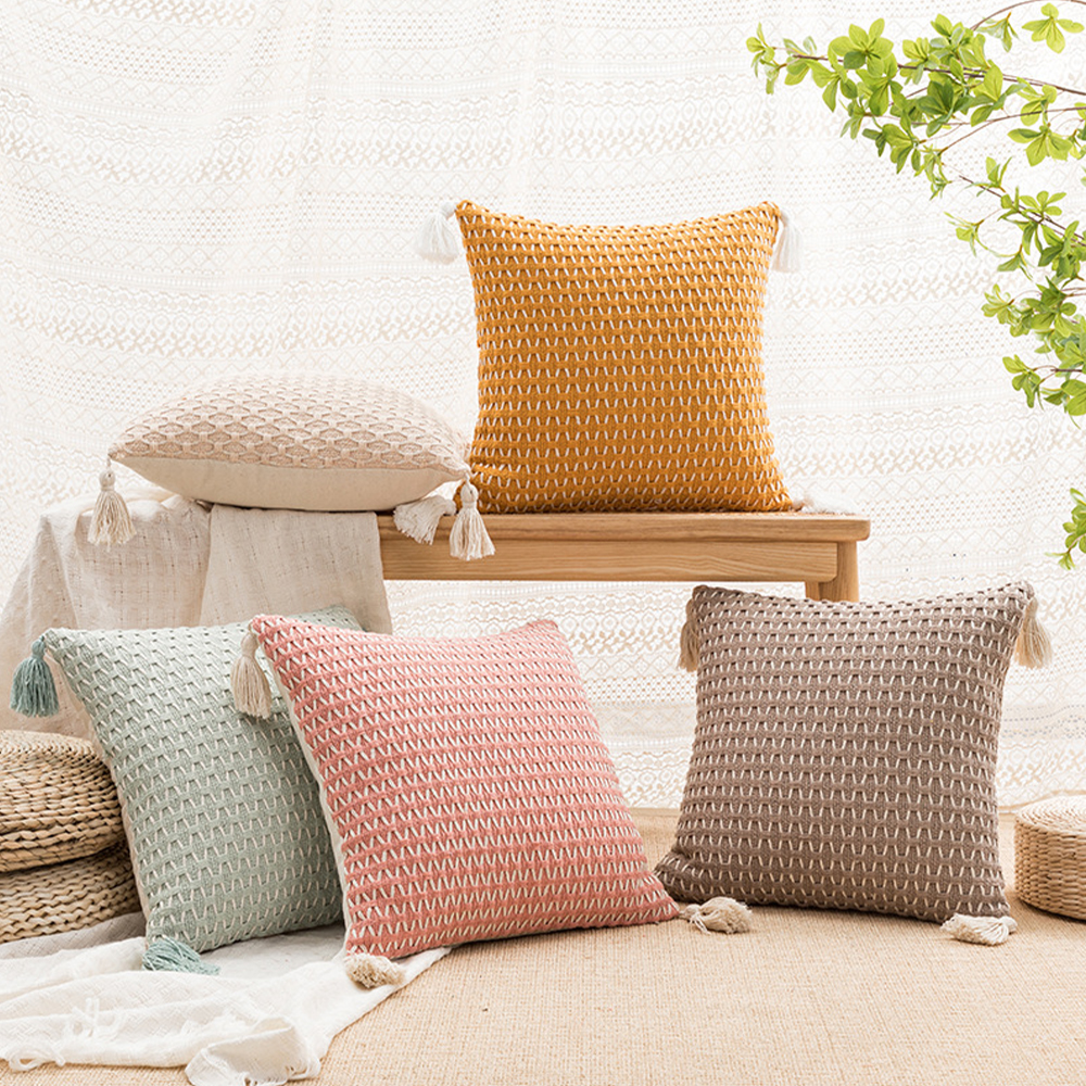 Braided woven tassel cushion deco pillow