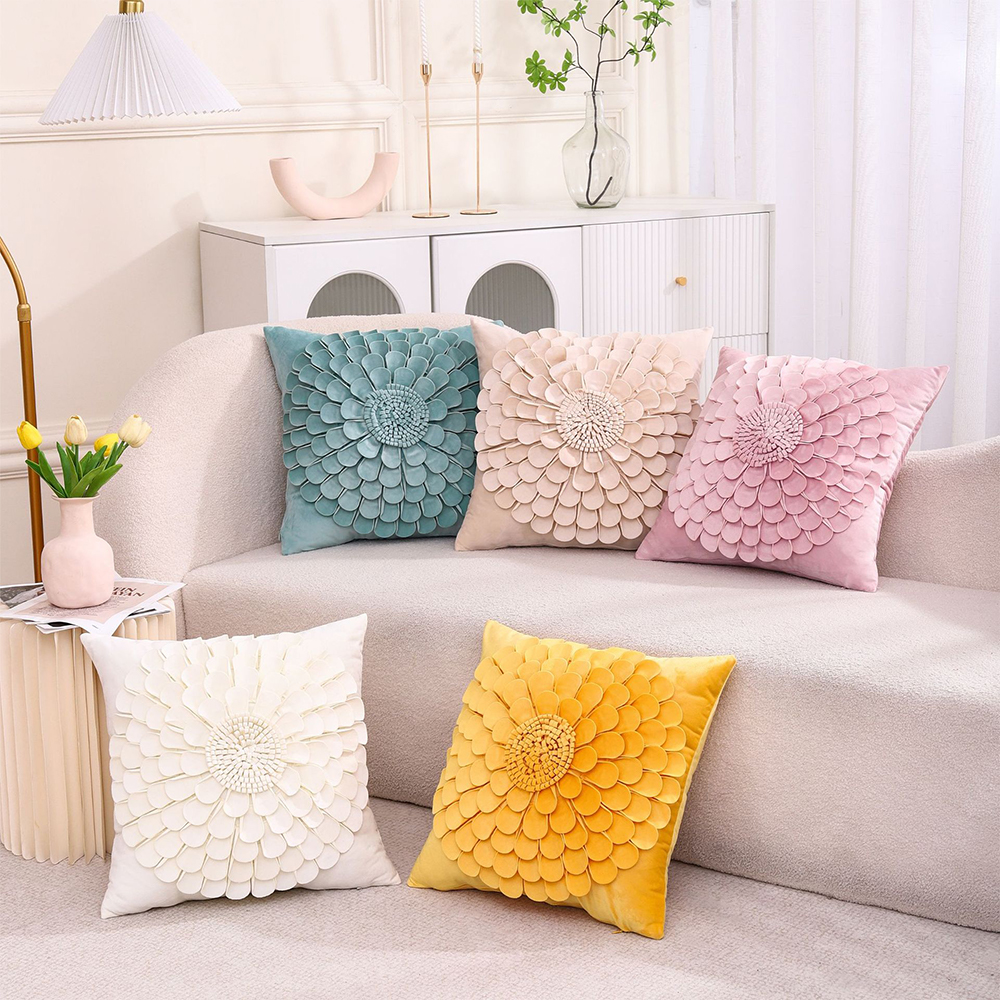 Handcrafted 3D floral cushion deco pillow
