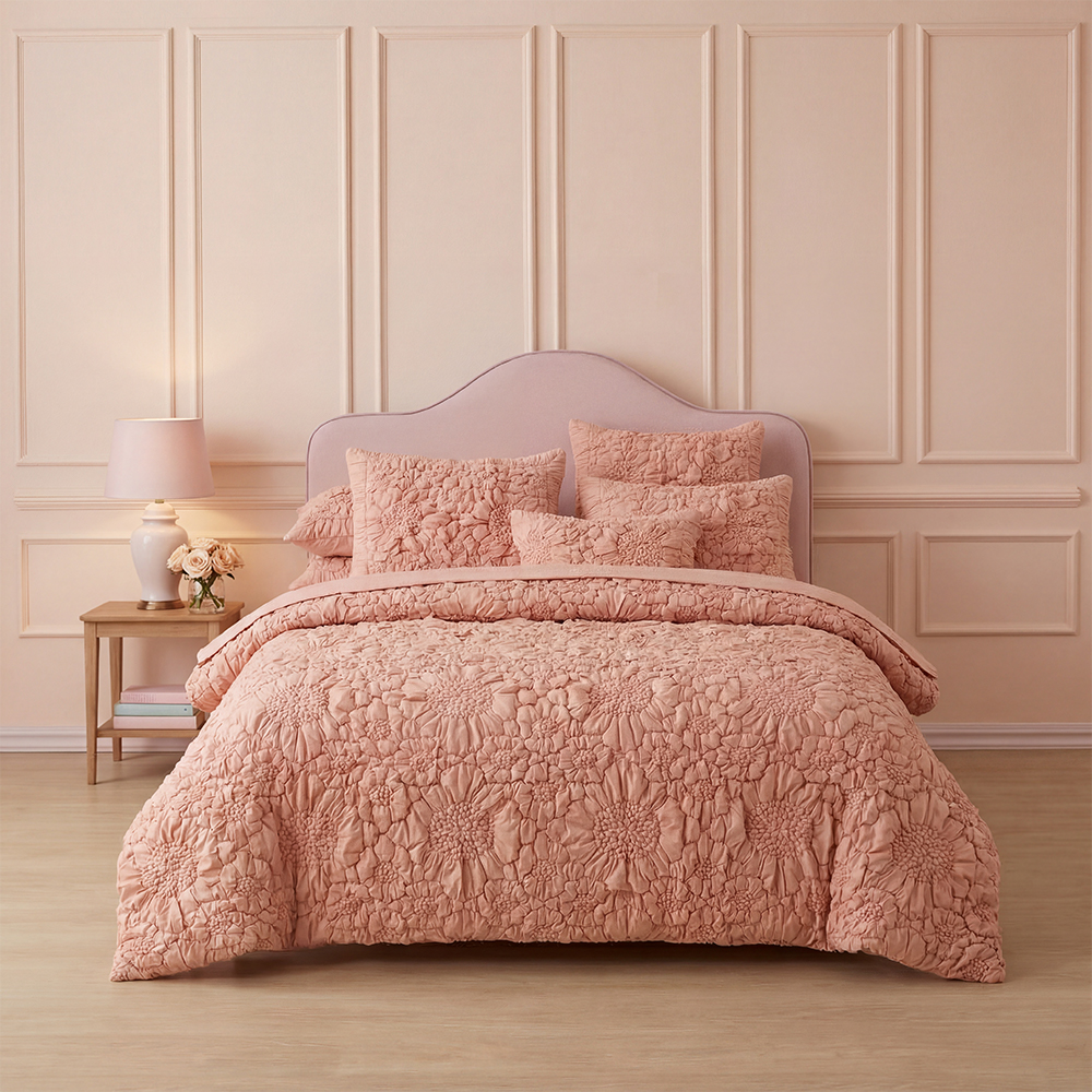 Raised Floral Quilted Comforter Set