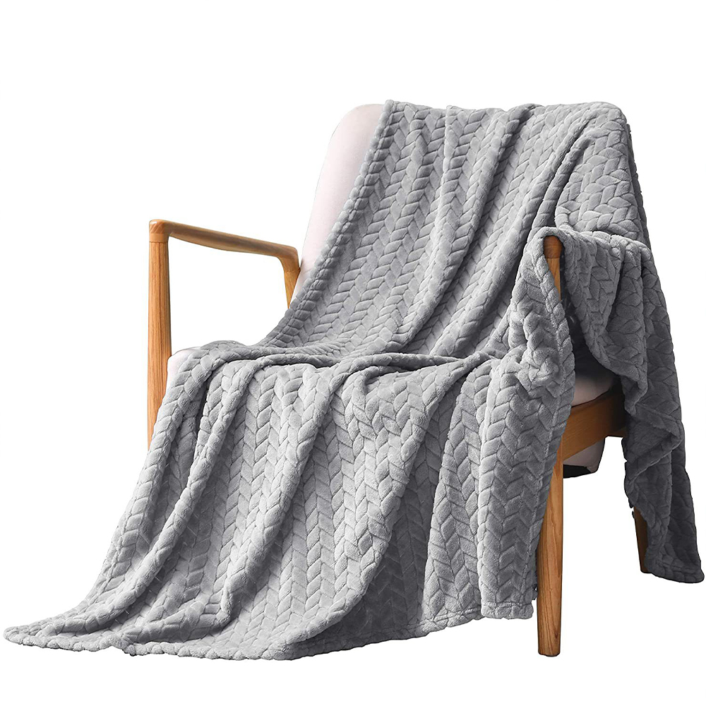 Leaf Texture Plush Blanket Super Soft Light Weight