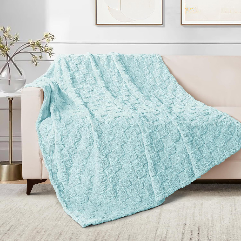 Check Flannel Plush Blanket Super Soft Light Weight