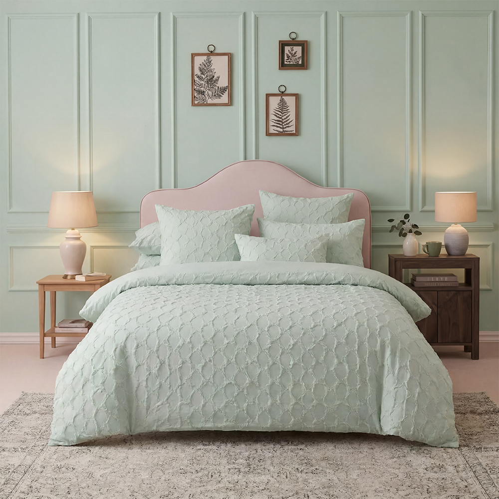 Sage Green Botanical Embossed Polyester Comforter Set
